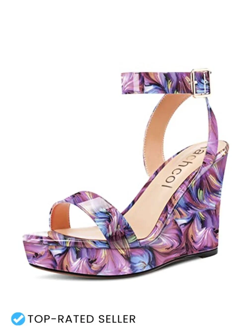 Women Platform Wedge Sandals Open Toe Ankle Strap Slingback Block Heel Chunky
